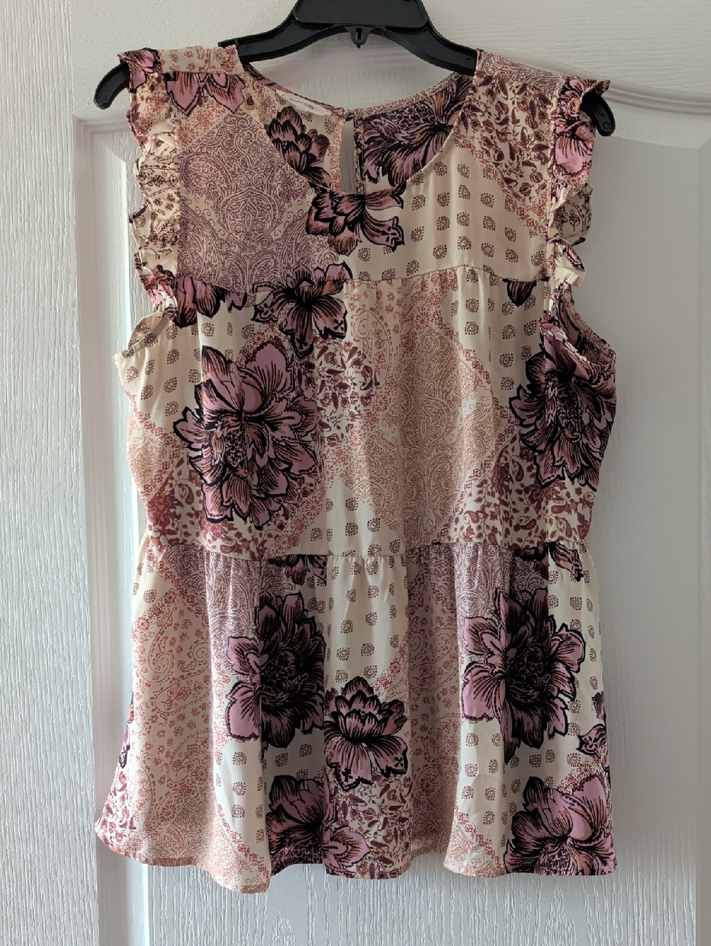Maurice's XL Sleeveless Floral Top - Pink & Cream